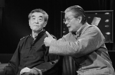 2007年,苏民(左)和蓝天野一同做客《艺术人生》。
