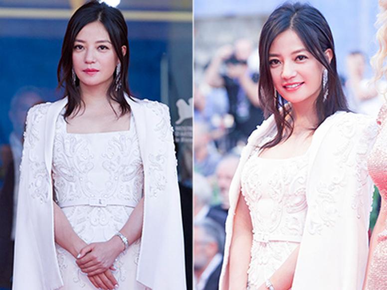 赵薇粉色裙亮相闭幕式红毯