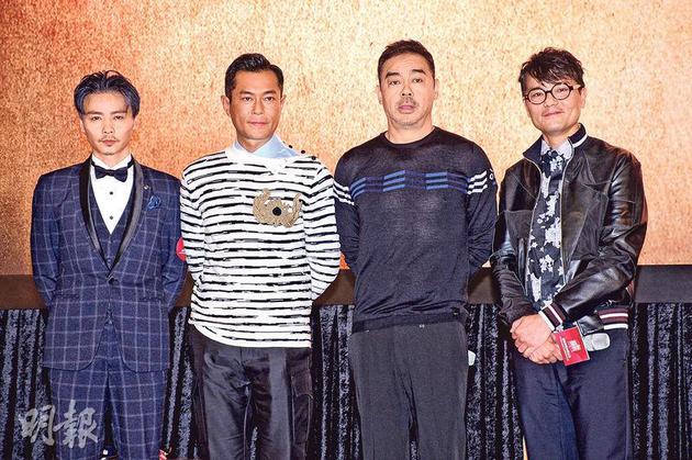 张晋(左起),古天乐,刘青云及林家栋4位实力演员,于《毒诫》好戏斗一番