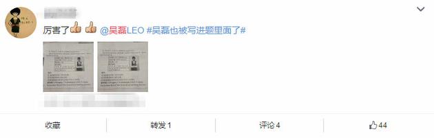 网友:吴磊也被写进题里了