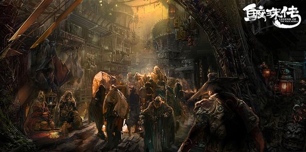 城镇小街光怪陆离