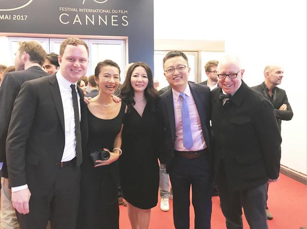 《炼狱信使》主创（从左至右）：Joe Pirro、王珊、董文洁、李飞、James Schamus