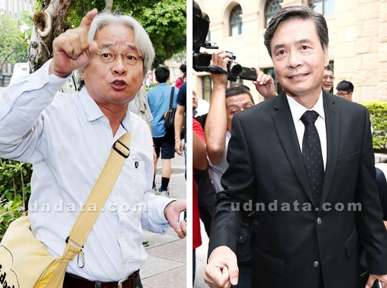 金溥聪(右)不满冯光远(左)屡次指他和马英九有“特殊性关系”,提告求偿。