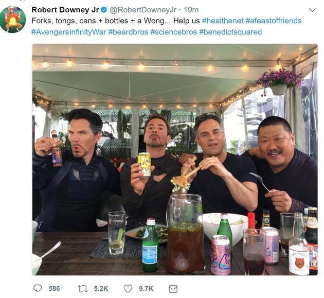 《复仇者联盟3》主创集结 奇异博士钢铁侠谈笑