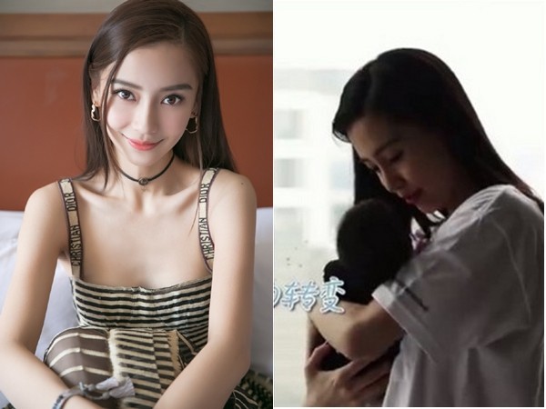 Angelababy19日带小海绵搭机回北京。