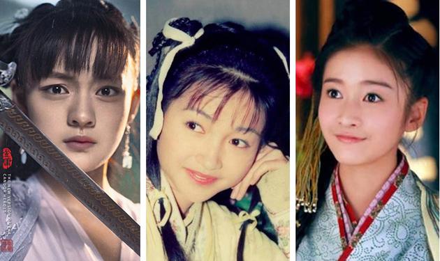 左一为文淇郭襄定妆照、中为李绮红(1995年《神雕侠侣》)郭襄剧照、右为张雪迎(2014年《神雕侠侣》)郭襄剧照