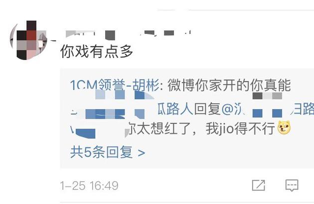 胡彬怼网友