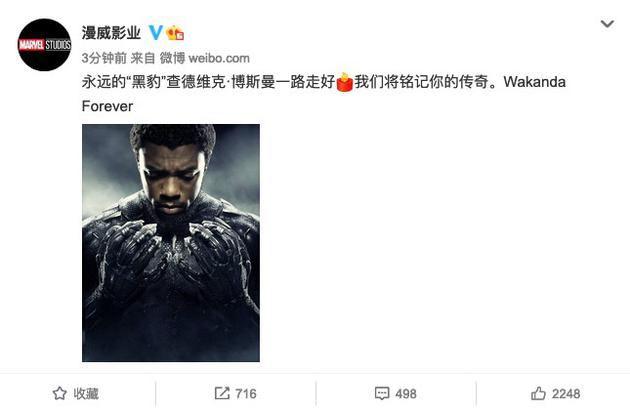 漫威回应黑豹男主去世:我们将铭记你的传奇