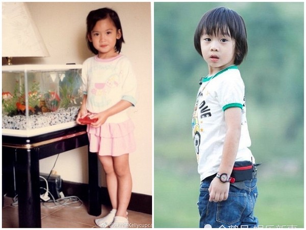 陈若仪（左）和大儿子Kimi（右）根本长得一模一样。