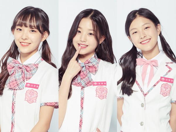 《Produce 48》目前韩国年纪未满15岁的参赛者李宥姃（左起）、张元英、李河恩。