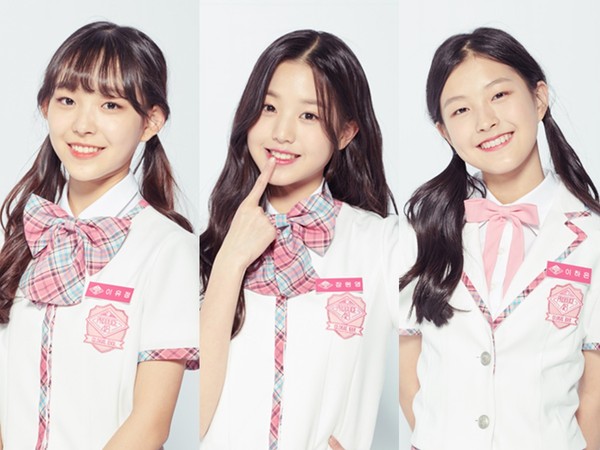 《Produce 48》目前韩国年纪未满15岁的参赛者李宥姃(左起)、张元英、李河恩。