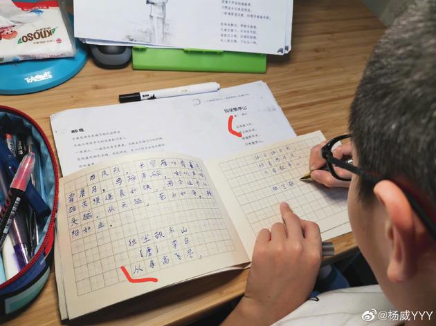 杨阳洋抄古诗写错字