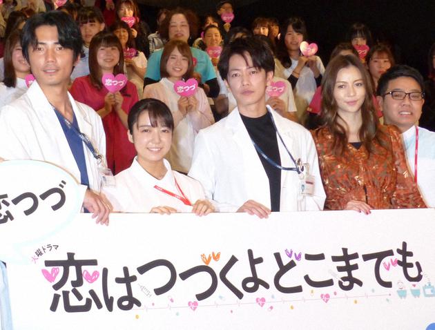 日剧《将恋爱进行到底》主要演员,左起每熊克哉、上白石萌音、佐藤健、香里奈