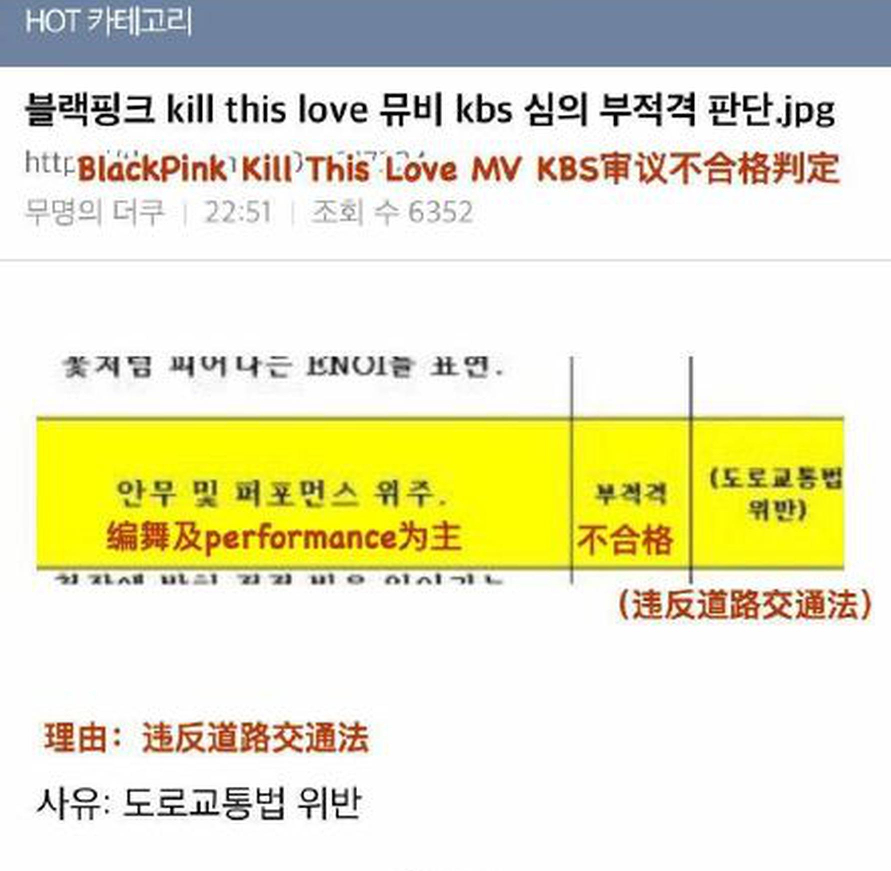 KBS判定BLACK PINK《Kill This Love》不可播理由