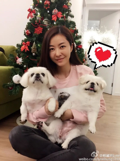 熊黛林與寵物犬合影
