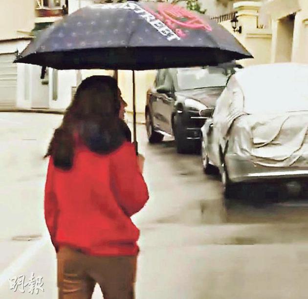 张柏芝在社交平台上载担着雨伞在街上的照片,网民劝她赶快回家。