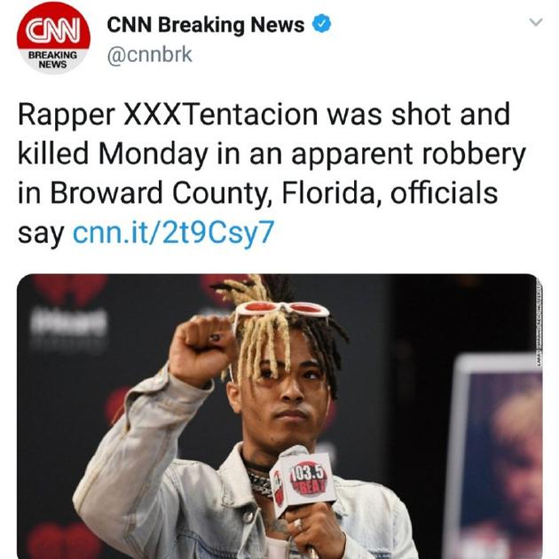 美说唱歌手XXXTentacion在迈阿密被枪杀