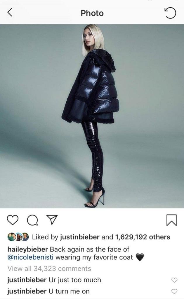 比伯评论爱妻照片。