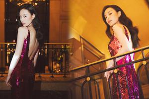 倪妮吊带亮片裙秀美背 尽显性感迷人