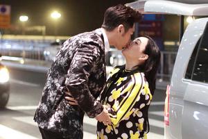 钟丽缇获张伦硕接机当街接吻秀恩爱