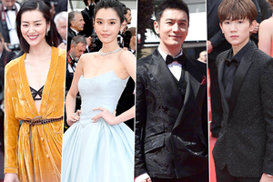 戛纳红毯中国星光闪耀 黄晓明王源帅气