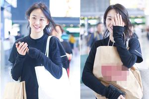 郑爽素颜露鼻尖痘印 调皮遮脸似学生妹