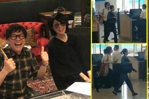 王菲与梁翘柏合影后 乘飞机备战真人秀