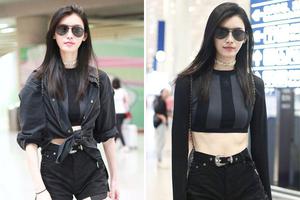 奚梦瑶着露脐紧身衣骨感诱惑秀超模腿