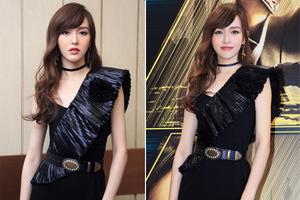 唐嫣单肩黑裙性感妩媚纤腰美肌娇俏动人