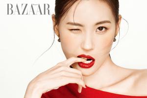 宣美登时尚杂志拍大片 红唇艳丽气场强