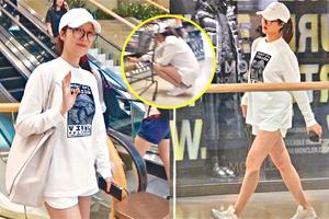 王祖蓝娇妻5月孕肚曝光 下蹲挑选腿浮肿