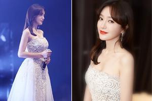 “皇后”秦岚抹胸裙露香肩妩媚动人