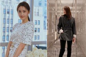 少女时代允儿纽约看秀笑容清纯细腿修长