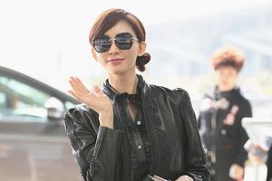 林志玲黑色皮衣踩筒靴星味十足大方任拍