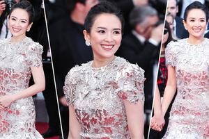 大花登场！章子怡鱼尾旗袍裙别致优雅