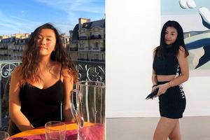 邱淑贞二女儿卷发吊带衣打扮成熟