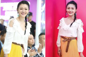 大S现身品牌活动妆容精致 小腹赘肉若隐若现