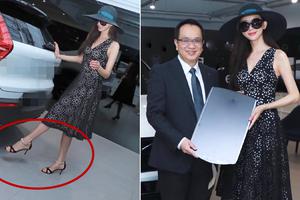 林志玲踩超细高跟鞋疑似否认怀孕传闻