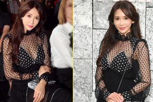 林志玲瞪眼微笑面部状态稍显不佳