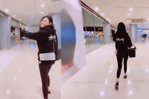 奚梦瑶产后“复工”营业 穿紧身裤双腿纤细