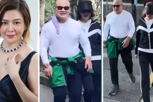 关之琳与男友人结伴爬山一路热聊心情佳