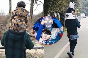 黄晓明带儿子逛动物园3岁小海绵骑爸爸脖子