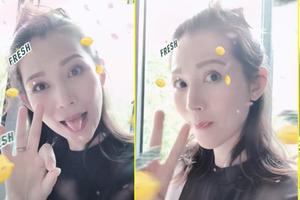 46岁三胎妈妈蔡少芬半扎丸子头自拍俏皮