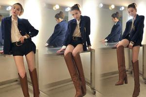 宋祖儿超短裤配骑士靴性感又干练