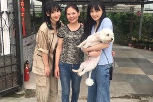 郑爽怀抱小狗和柳岩合影状态超好