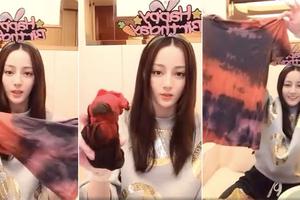 热巴生日直播尝试做扎染 戴发箍可可爱爱