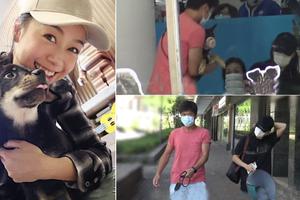 黄心颖与绯闻男友带狗做手术后一同回家