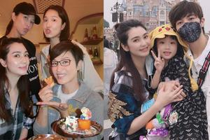 洪欣带儿女游迪士尼不见老公张丹峰身影