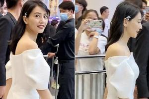 高圆圆生图貌美披散长发回眸一笑