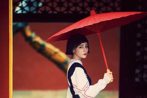 迪丽热巴国风大片齐耳短发可爱复古